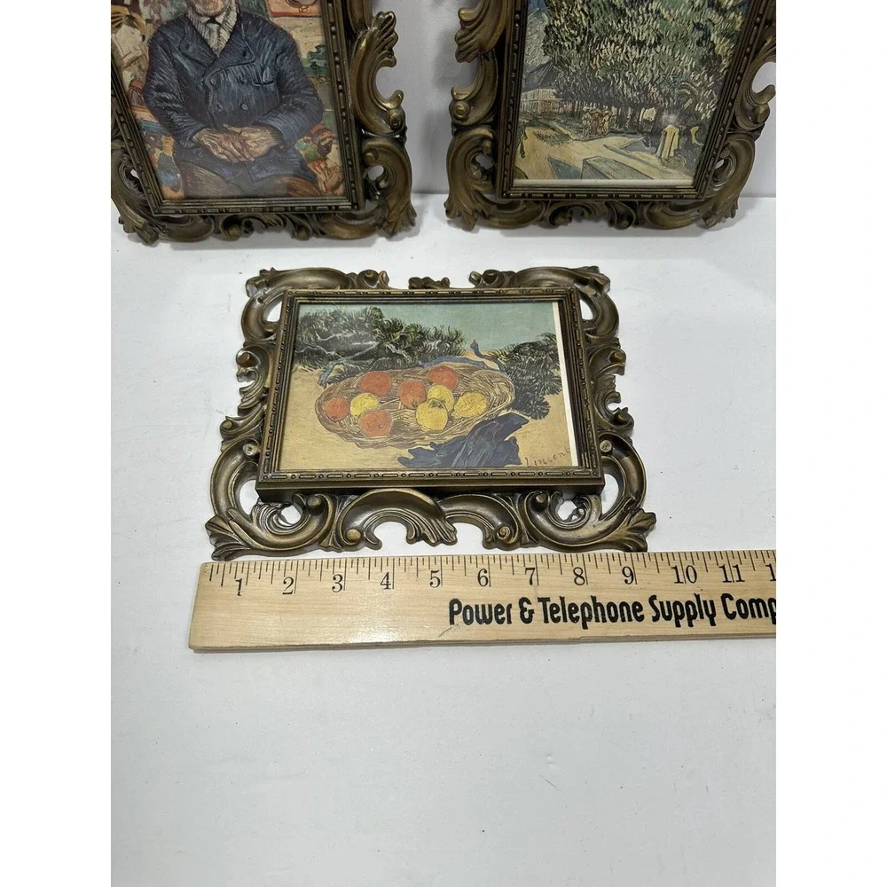 Lot 3 Vintage Norleans Picture Frame Ornate Victorian Style Van Gogh Art Prints